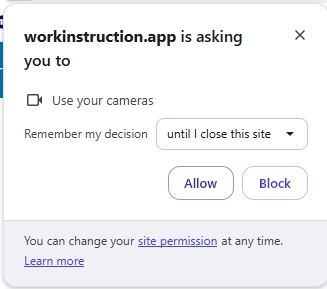 Allow camera usage