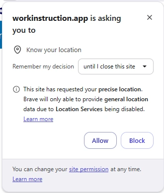 Allow location usage