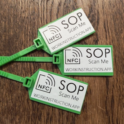 NFC tag on rental equipment linking to digital instructions