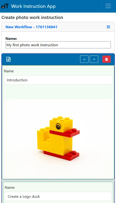 Button create photo work instruction